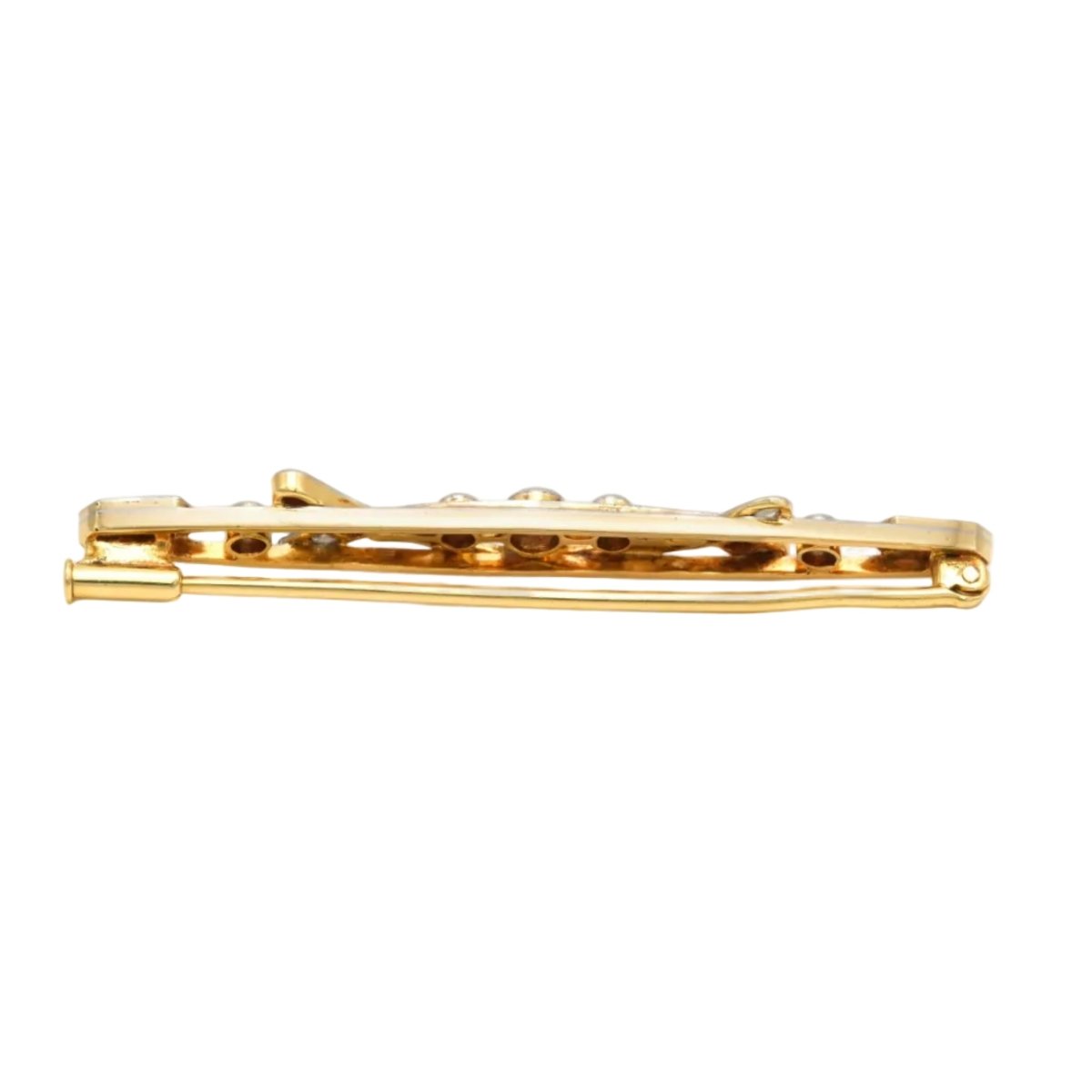 Broche Barrette en or blanc, or jaune et diamants - Castafiore