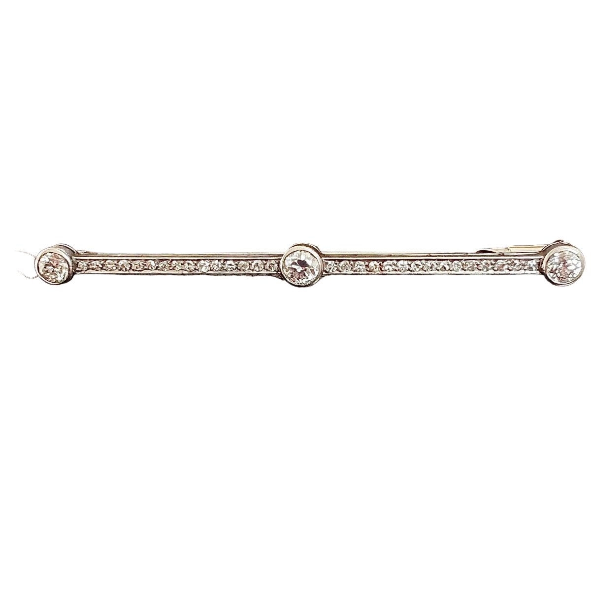 Broche Barrette en or blanc, platine et diamants - Castafiore