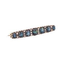 Broche Barrette en or jaune, argent, saphirs et diamants - Castafiore
