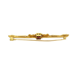 Broche Barrette en or jaune, grenat et diamants - Castafiore