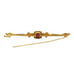Broche Barrette en or jaune, grenat et diamants - Castafiore
