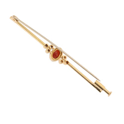 Broche Barrette en or jaune, grenat et diamants - Castafiore