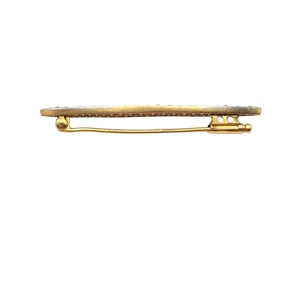 Broche Barrette en or jaune, or blanc, rubis et diamants - Castafiore