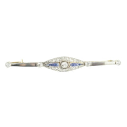 Broche Barrette en or jaune, or blanc, saphirs et diamants - Castafiore