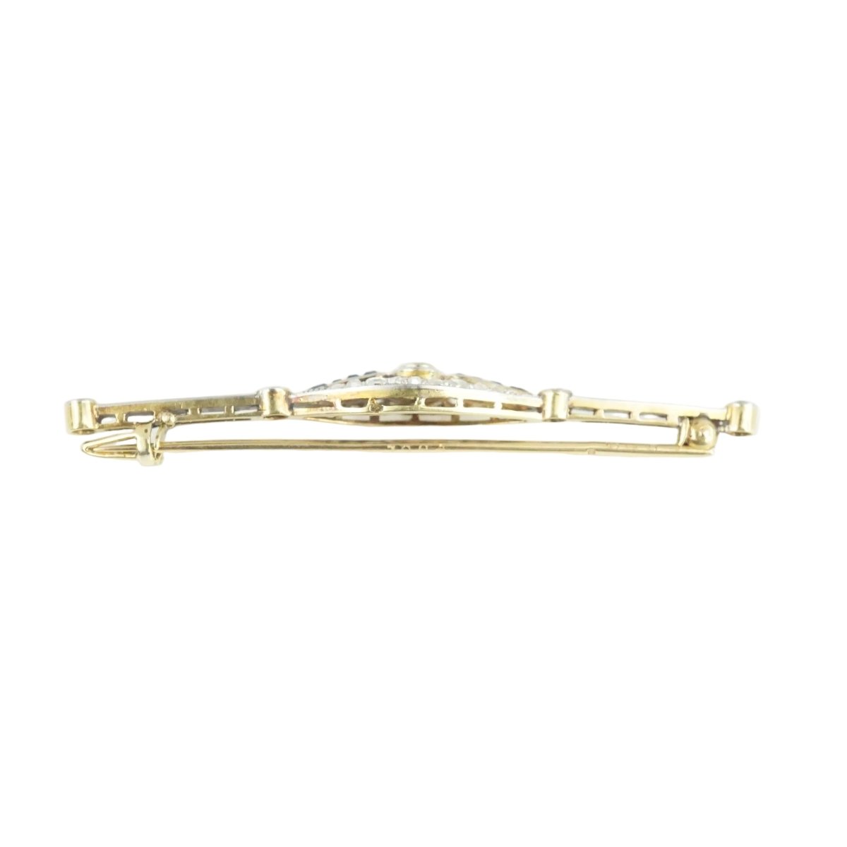 Broche Barrette en or jaune, or blanc, saphirs et diamants - Castafiore