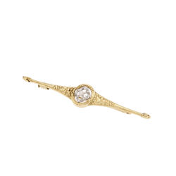 Broche Barrette en or jaune, perle et diamants - Castafiore