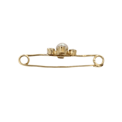 Broche Barrette en or jaune, perle et diamants - Castafiore