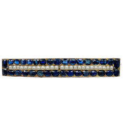 Broche Barrette en or jaune, perles et saphirs - Castafiore