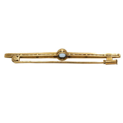 Broche Barrette en or jaune, platine, aigue - marine, diamants - Castafiore