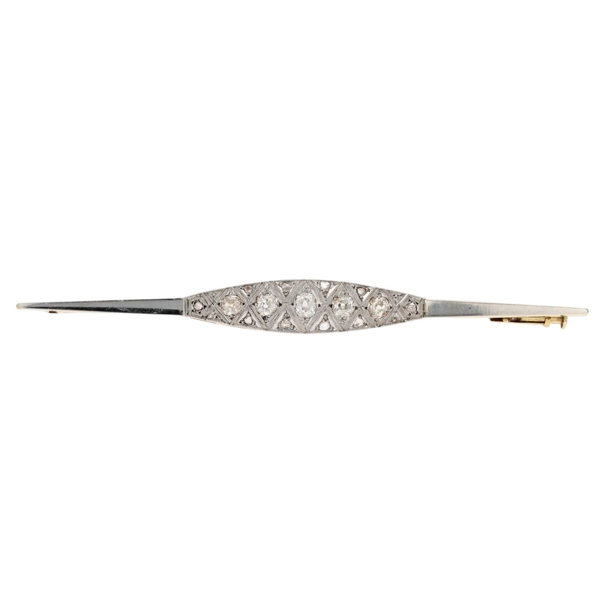Broche Barrette en or jaune, platine et diamants - Castafiore