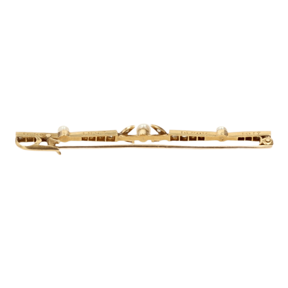 Broche Barrette en or jaune, platine et diamants - Castafiore
