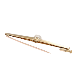 Broche Barrette en or jaune, platine, perle et diamants - Castafiore