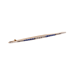 Broche Barrette en or jaune, platine, saphirs et diamants - Castafiore