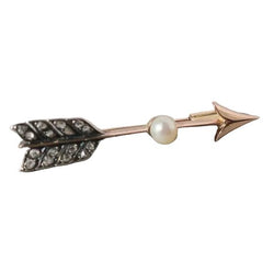 Broche Barrette en or rose, perle et diamants - Castafiore