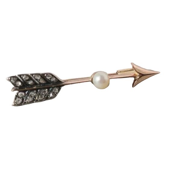 Broche Barrette en or rose, perle et diamants - Castafiore
