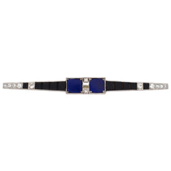 Broche Barrette en platine, lapis-lazuli, onyx et diamants - Castafiore