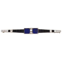 Broche Barrette en platine, lapis-lazuli, onyx et diamants - Castafiore