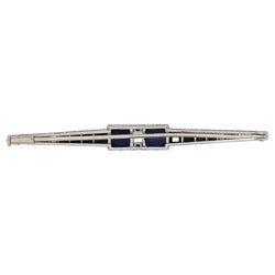 Broche Barrette en platine, lapis-lazuli, onyx et diamants - Castafiore
