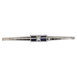 Broche Barrette en platine, onyx, lapis - lazuli et diamants - Castafiore