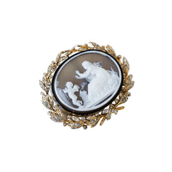 Broche Camée en or jaune et agate - Castafiore