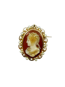 Broche Camée en Or jaune et Agate - Castafiore