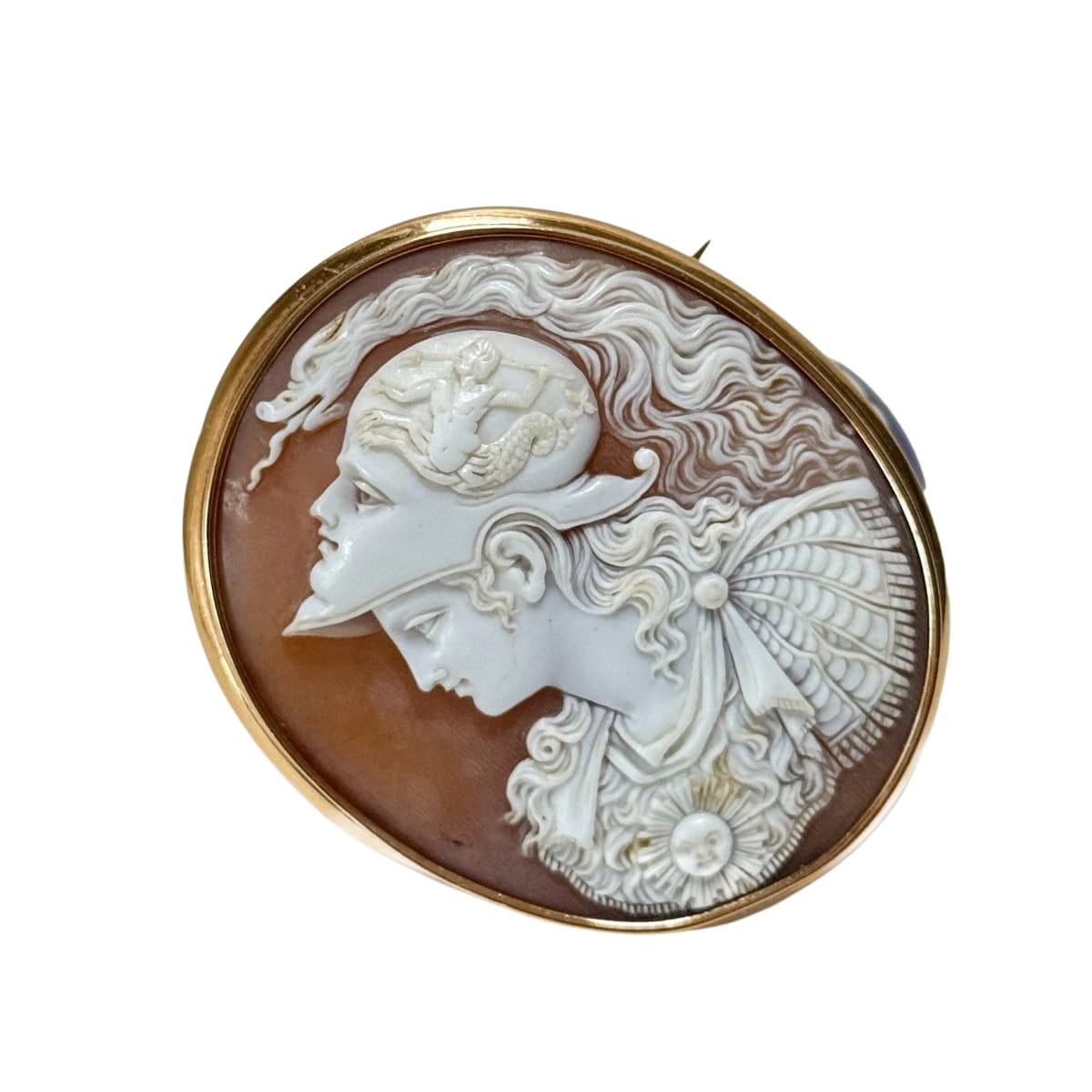 Broche camée en or jaune et nacre - Castafiore