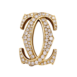 Broche CARTIER "Double C" en or jaune et diamants - Castafiore
