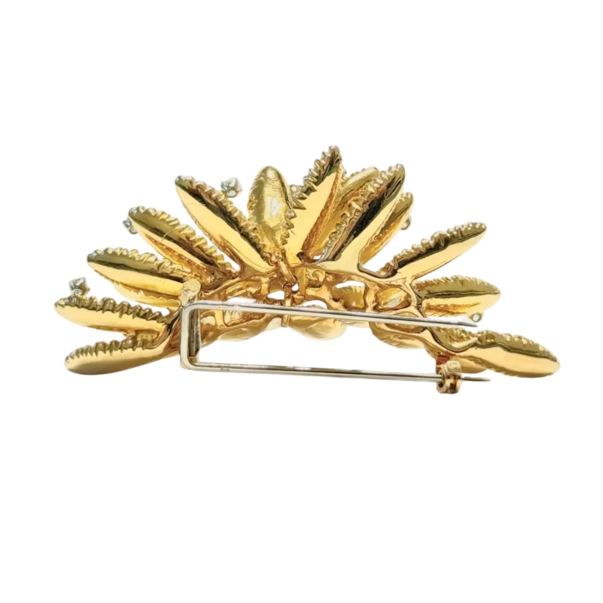 Broche Clip EDOUARD RICHARDS en or jaune, perles et diamants - Castafiore