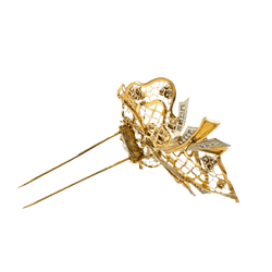 Broche Clip en or jaune, platine et diamants - Castafiore
