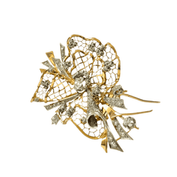 Broche Clip en or jaune, platine et diamants - Castafiore