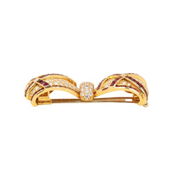 Broche Clip en or jaune, rubis et diamants - Castafiore
