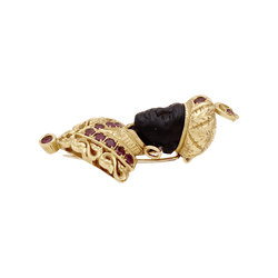 Broche Clip G.NARDI "Moretto" en or jaune, rubis et ébène - Castafiore