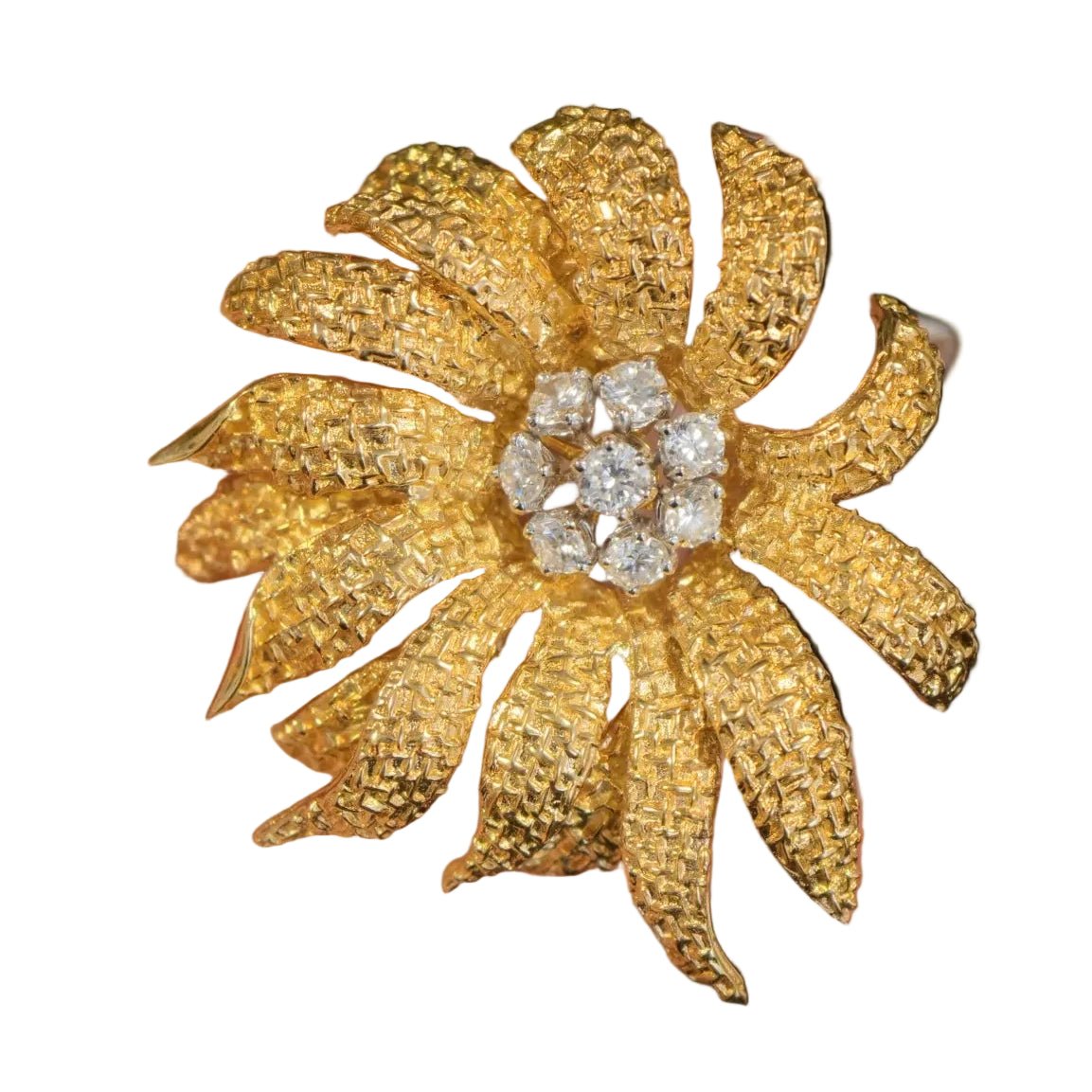 Broche Clip VAN CLEEF & ARPELS en or jaune et diamants - Castafiore