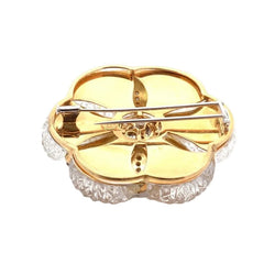 Broche Double Barrette en or jaune, cristal de roche et diamants - Castafiore