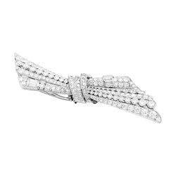 Broche Double-Clip en or blanc, platine et diamants - Castafiore