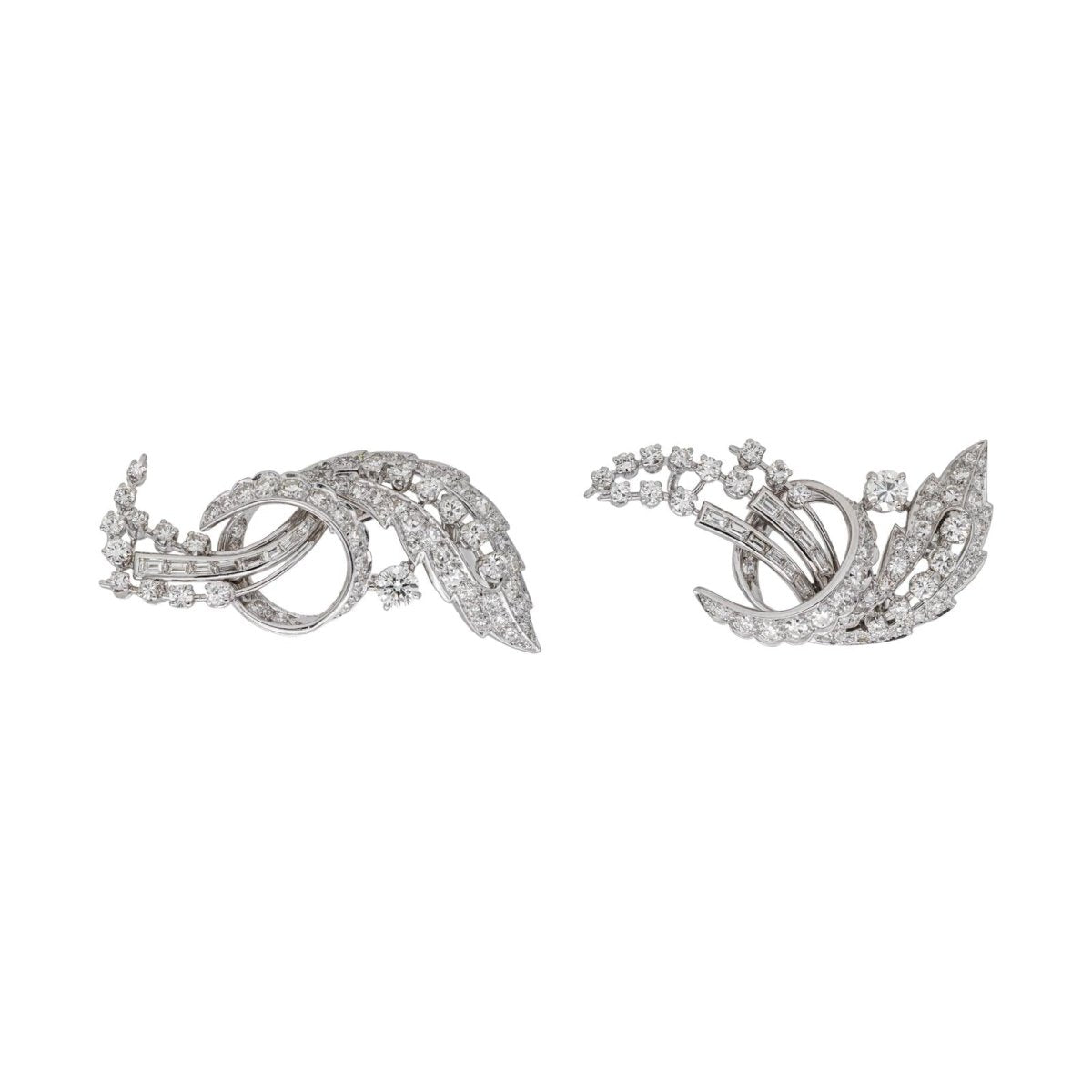 Broche Double Épingle en or blanc et diamants - Castafiore