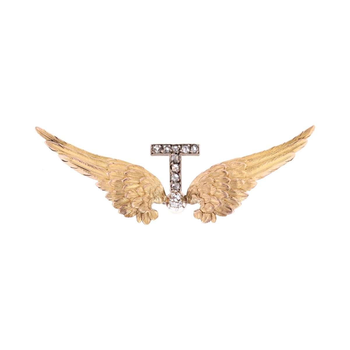 Broche en or jaune, argent et diamants - Castafiore