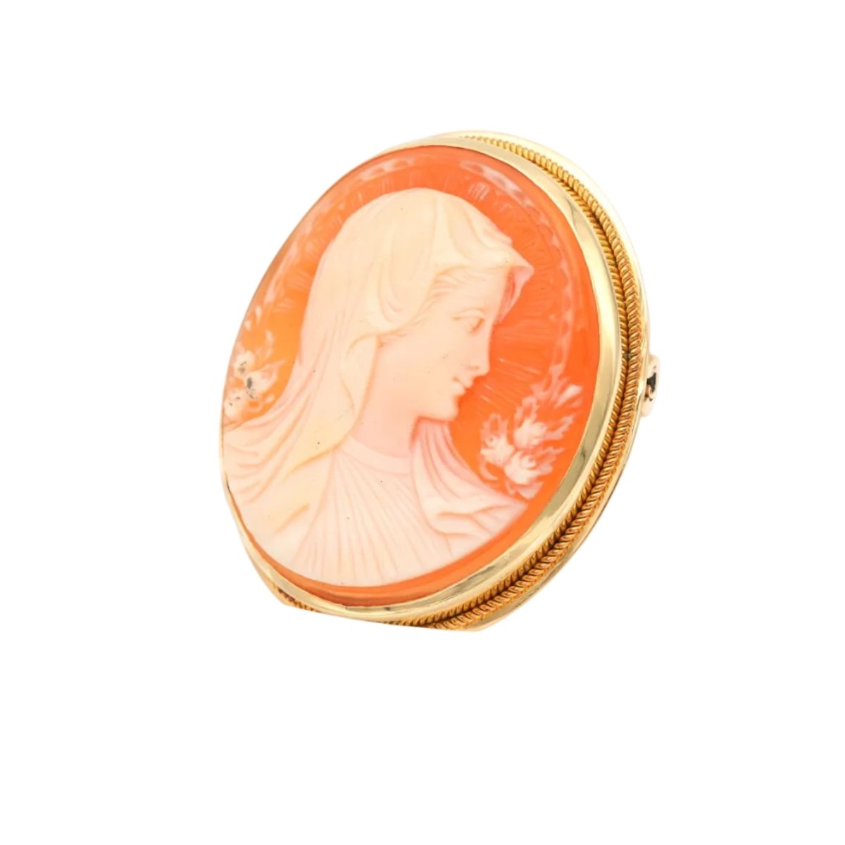 Broche en or jaune et camée - Castafiore