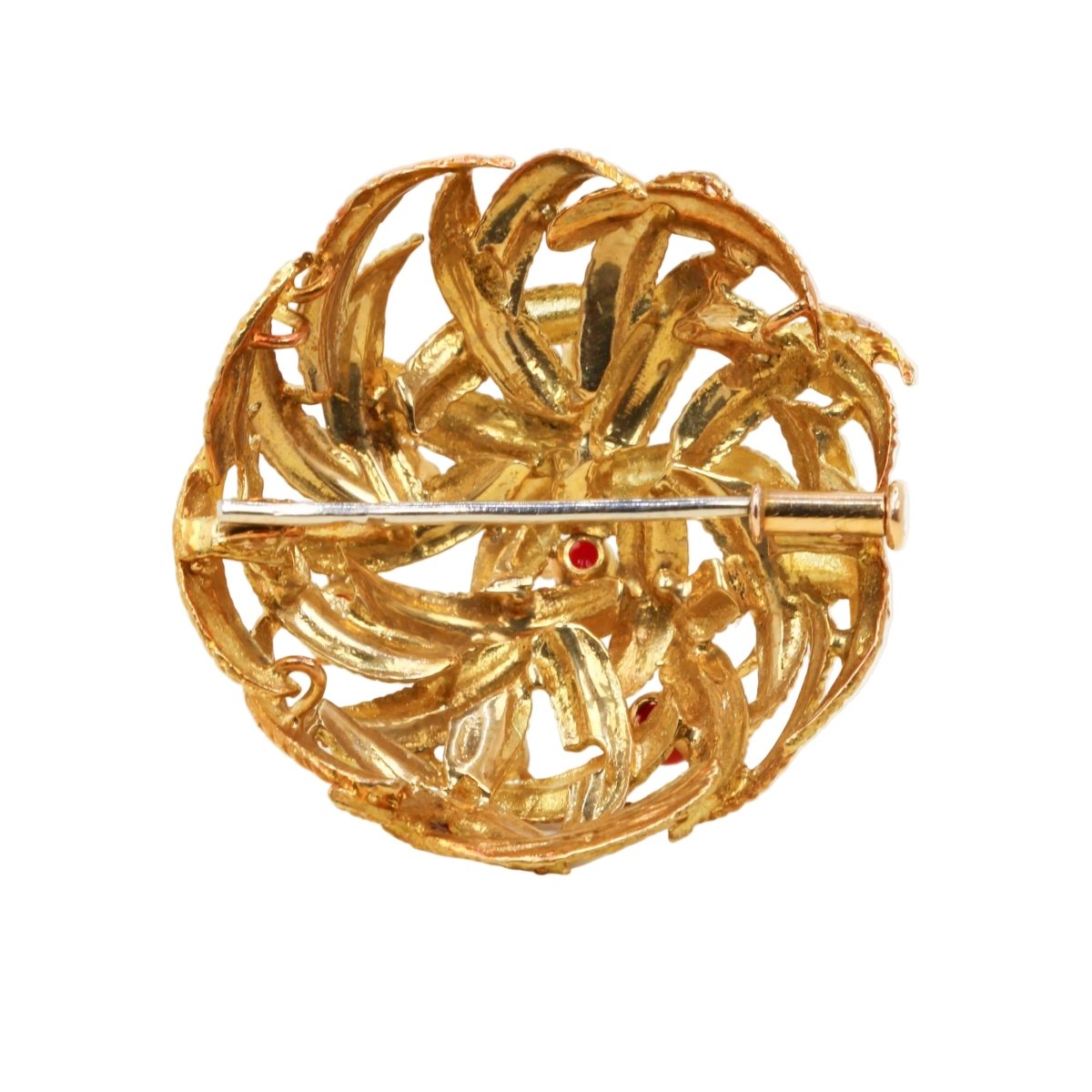 Broche en or jaune et corail - Castafiore
