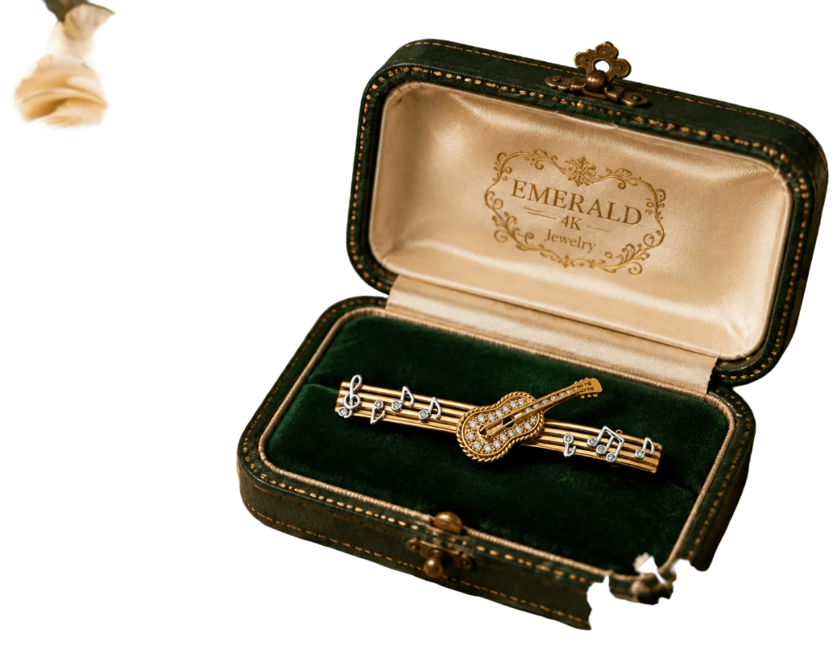 Broche en or jaune, or blanc et diamants - Castafiore