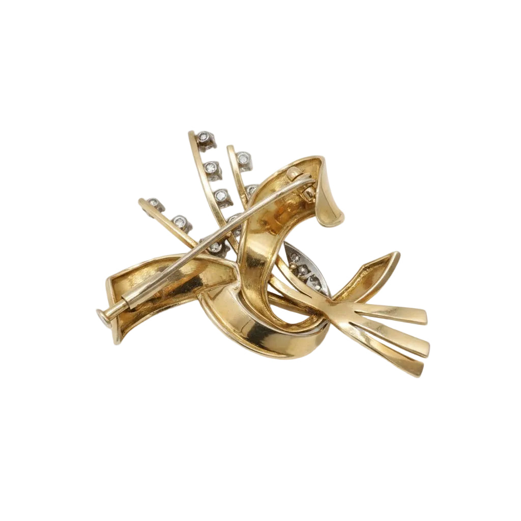 Broche en or jaune, platine et diamants 1,05 carats - Castafiore