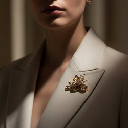 Broche en or jaune, platine et diamants 1,05 carats - Castafiore