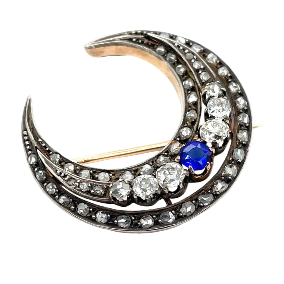 Broche en or rose et diamants "Croissant de Lune" - Castafiore