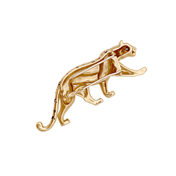Broche Épingle CARTIER en or jaune, émail et émeraudes - Castafiore