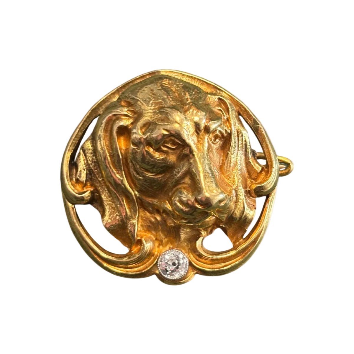 Broche Épingle CHEIN en or jaune et diamant
