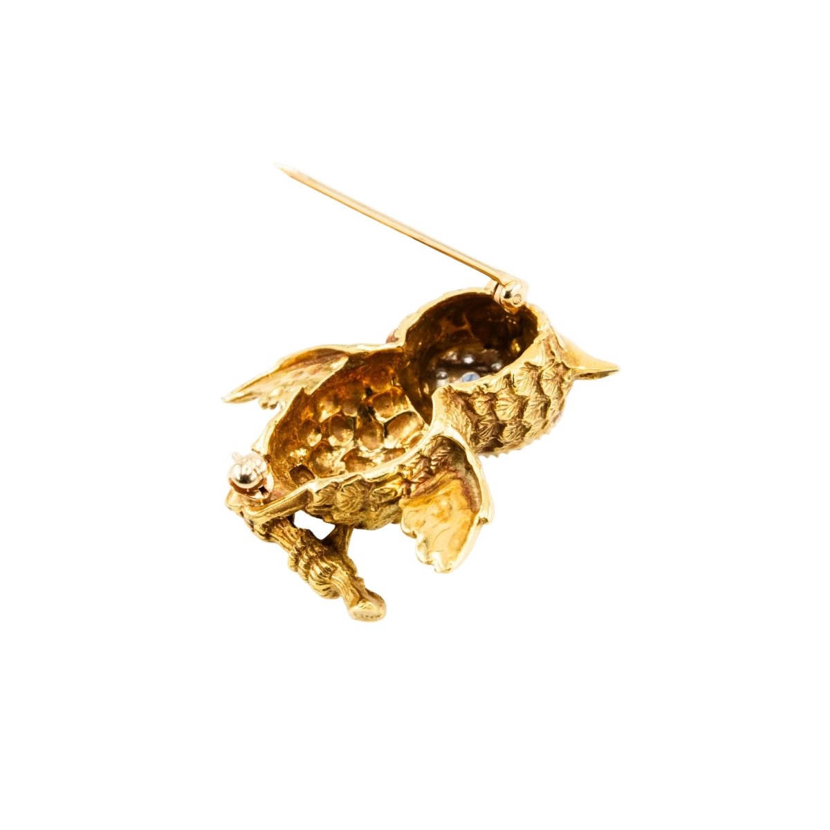 Broche Épingle en or blanc, or jaune, saphirs et diamants - Castafiore
