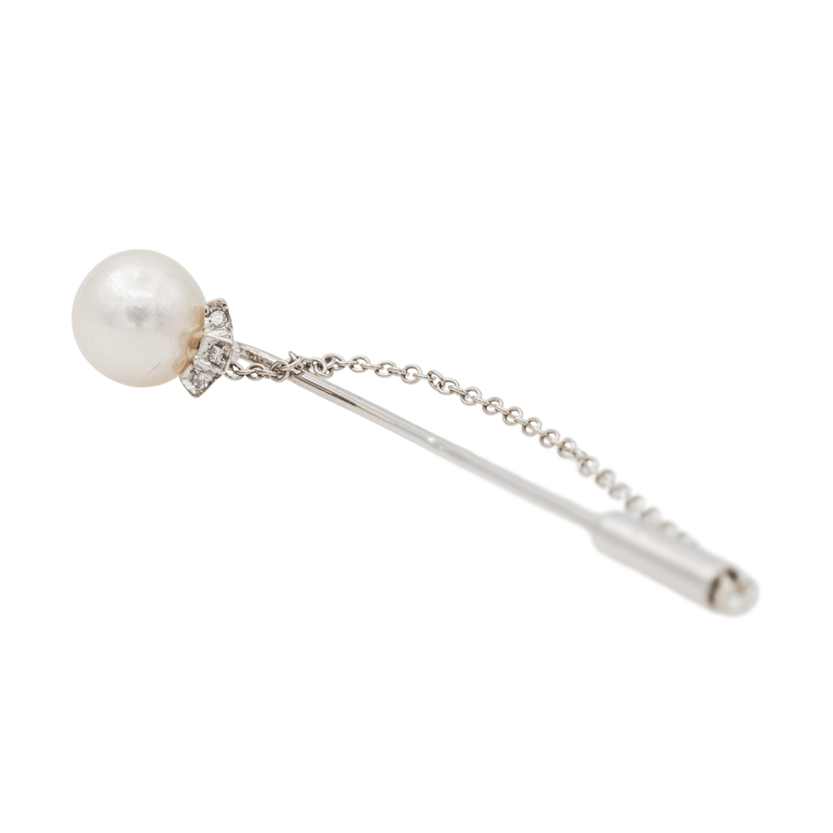 Broche Épingle en or blanc, perle et diamants - Castafiore