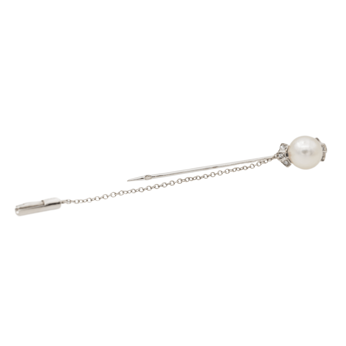 Broche Épingle en or blanc, perle et diamants - Castafiore