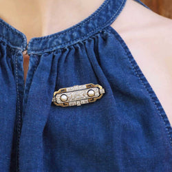 Broche Épingle en or blanc, perles et diamants - Castafiore
