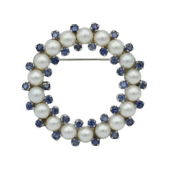 Broche Épingle en or blanc, perles et saphirs - Castafiore